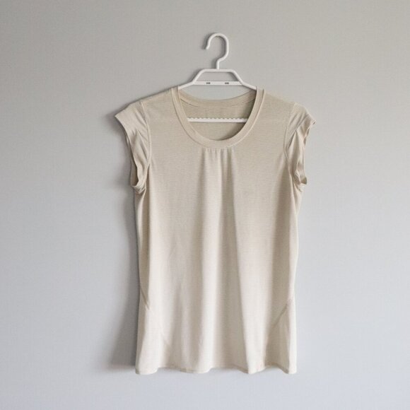 Lululemon Women's Striped Sz 6 Pedal To The Medal Slim Active Stretch T-Shirt - Picture 2 of 9